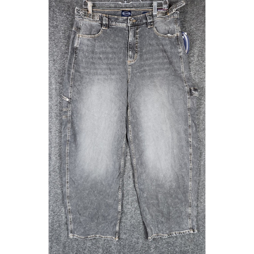 Scoop Jeans Womens 8 Barrel Carpenter Gray Acid Wash High Rise Denim NEW